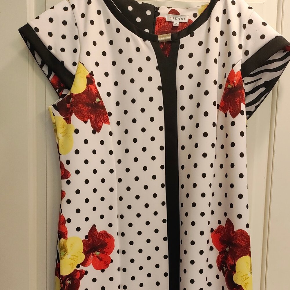 Pierri New York White Red and Black Dress Size 16